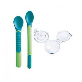 Cuilleres thermosensibles vert avec étui - MAM