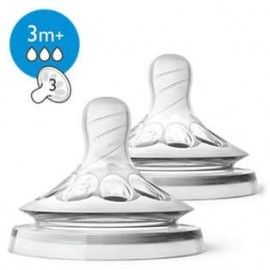 Lot de 2 tétines 3M + 3 trous débit moyen - Avent
