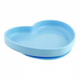 Assiette coeur en silicone avec ventouse - 9m+ - Bleu - Chicco