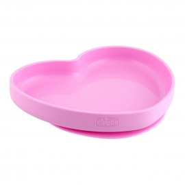 Assiette coeur en silicone avec ventouse - 9m+ - Rose - Chicco