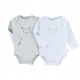 Body US ML - Gris et blanc - coton bio - (lot de 2) Ours - 12 mois - Noukies