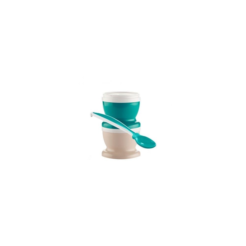 2 petits pots pour nourriture vert émeraude + cuillère - Thermobaby