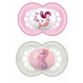 Sucette décor "Animaux" silicone +6 mois (lot de 2) - Rose - MAM