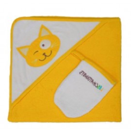 Sortie de bain + gant "YELLOW" - Les Chatounets